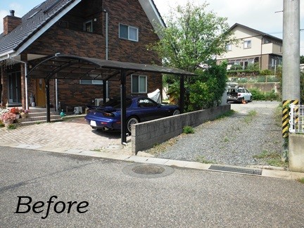 ガレージのある、広々とした駐車場に　郡山市Ｈ様邸