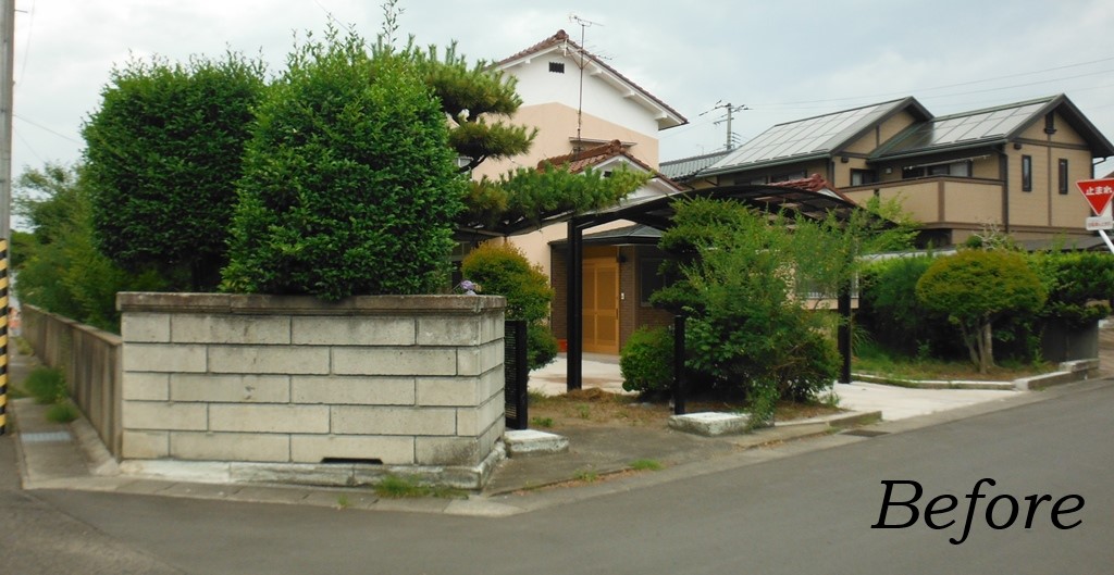 車の出入りを考えてスッキリとさせた門まわり　郡山市Ｉ様邸